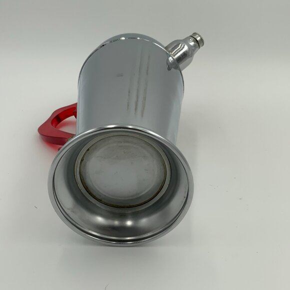 Vintage Art Deco Chrome Cocktail Shaker Mixer Red Bakelite Handle 12" Barware - Picture 10 of 14